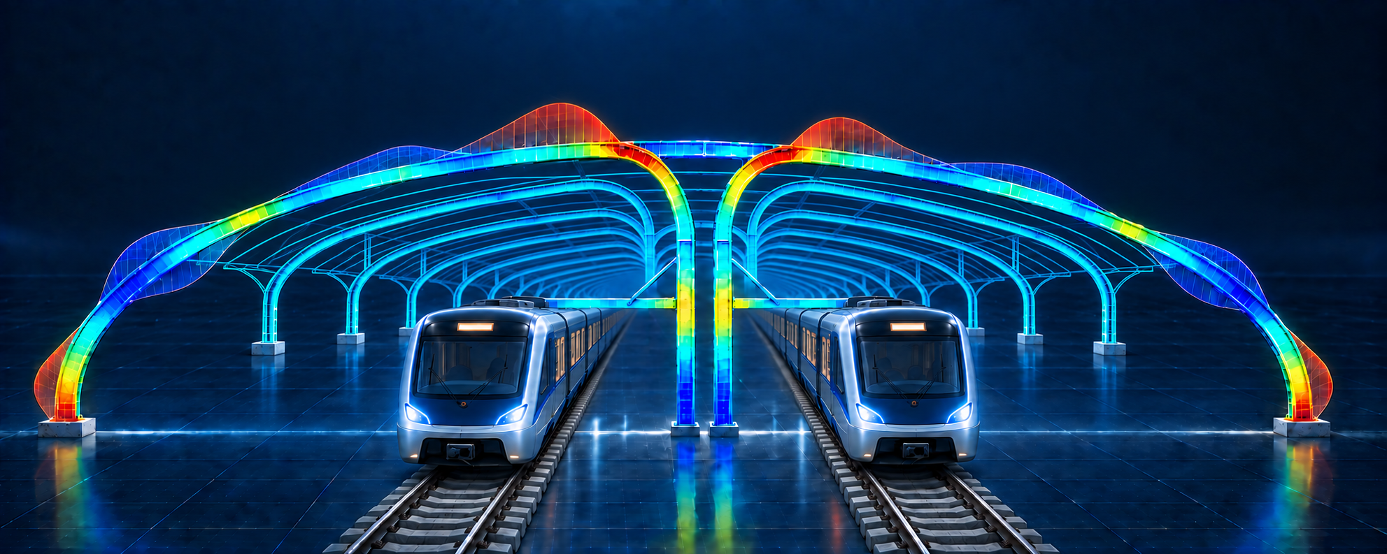 Conceptual structural visualization of a metro-station roof